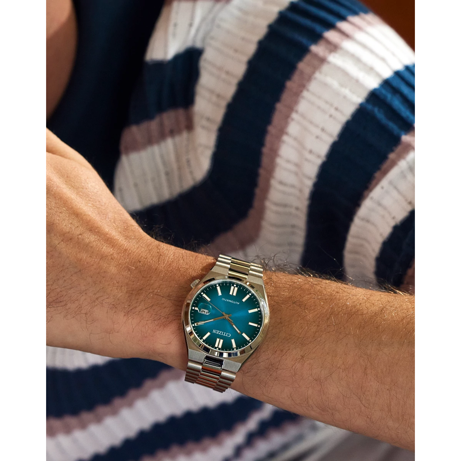 Reloj Citizen Tsuyosa con dial color turquesa caja de 40 MM automático para caballero | Elegancia Relojería